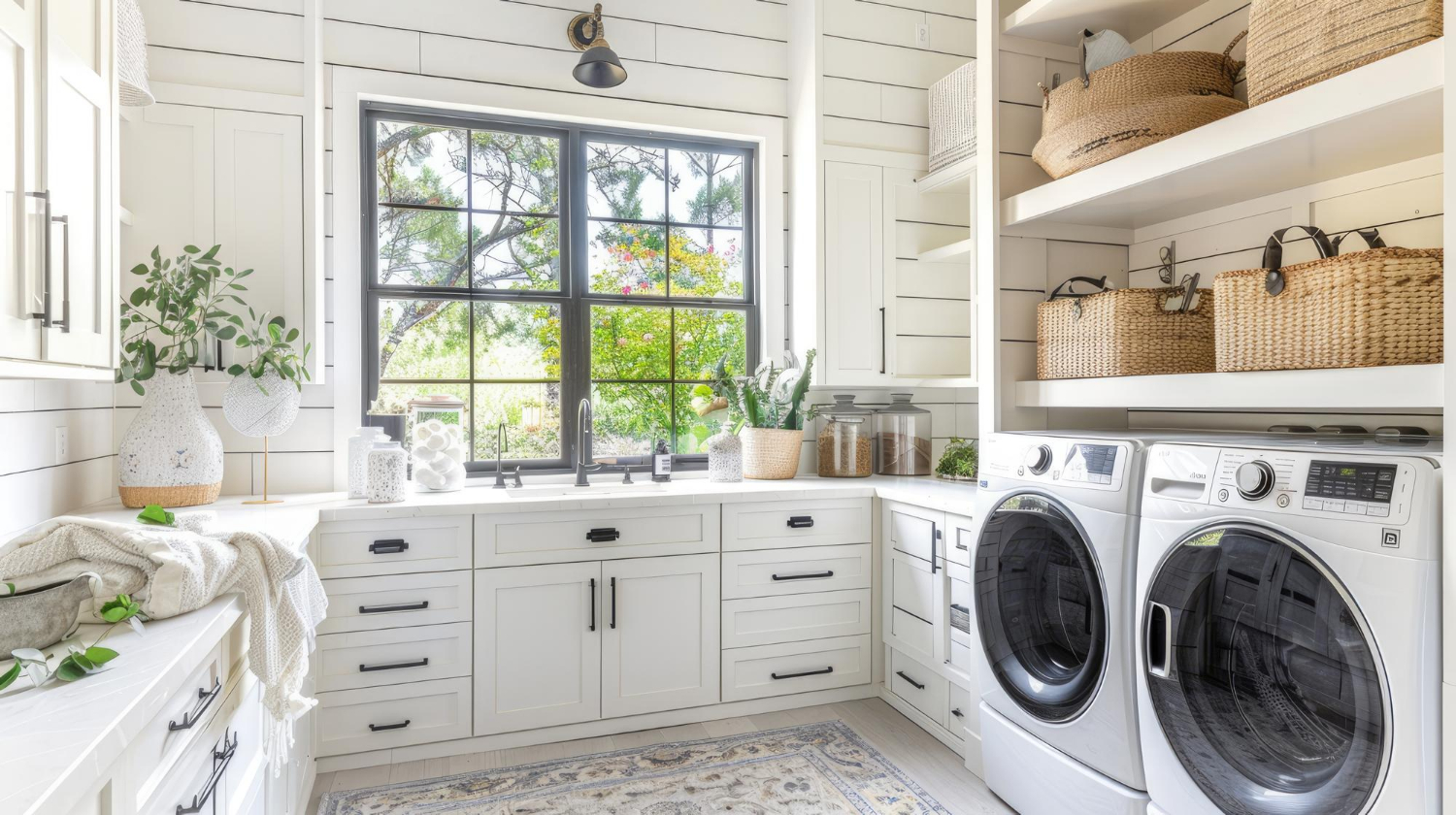 bright and airy laundry room